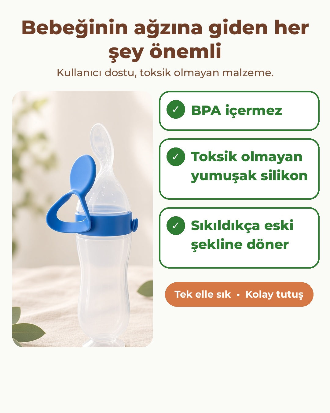 Kaşıklı Mama Besleme Şişesi