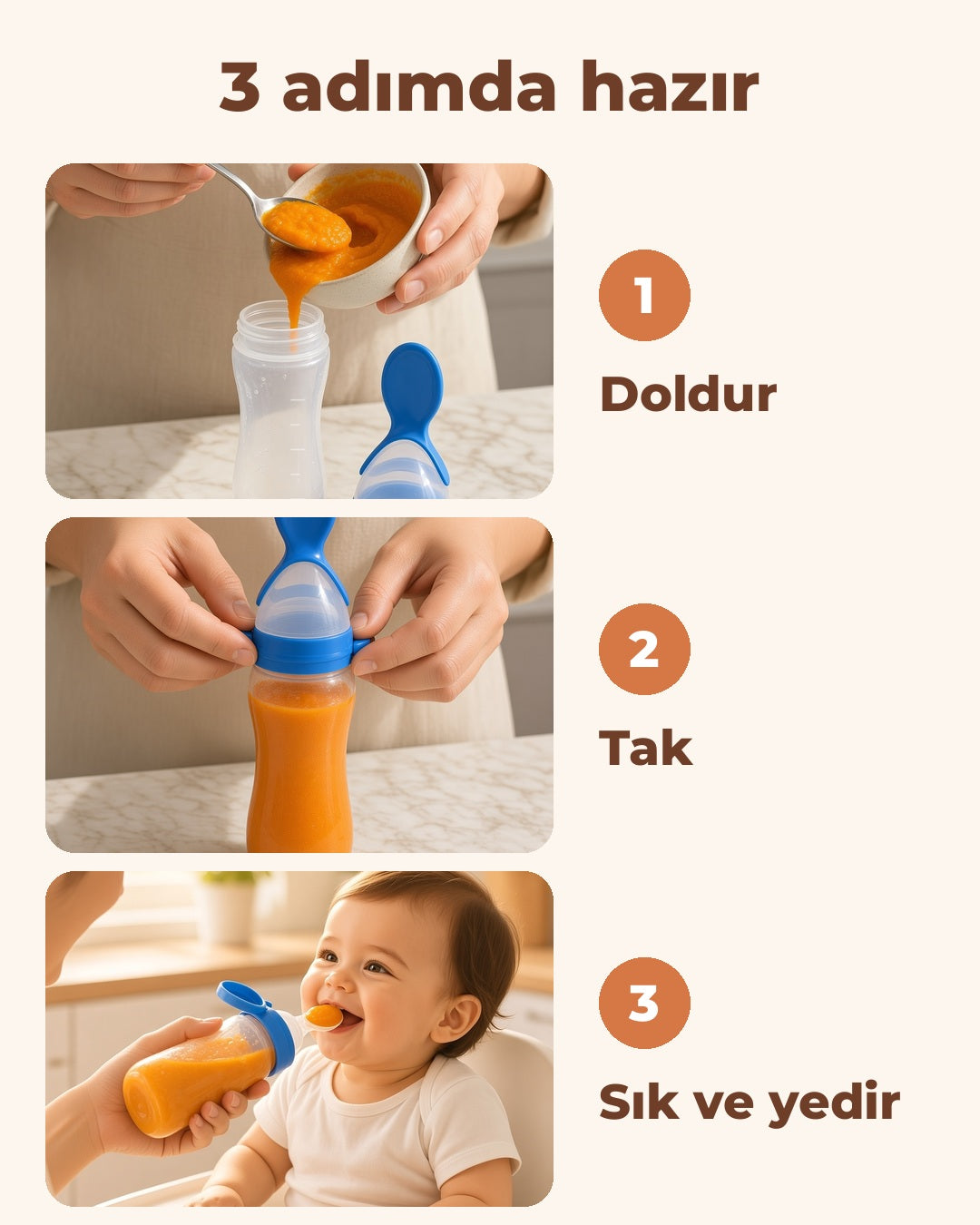 Kaşıklı Mama Besleme Şişesi
